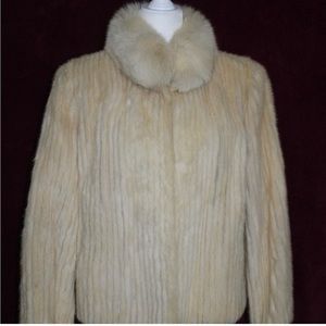 White/Beige - Real Mink/fox fur jacket